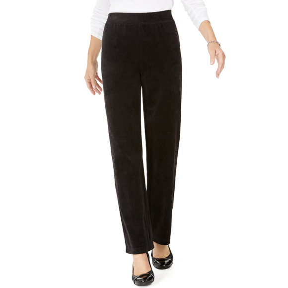 Karen Scott Petite Black Velour Elastic-Waist Pants NWT - Picture 1 of 8